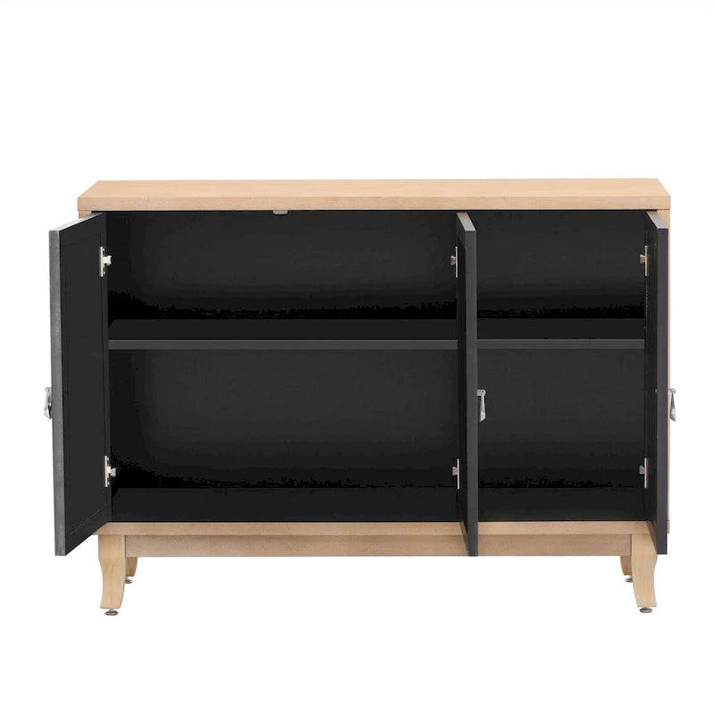Credenza con ante in vetro, mobile buffet a 3 ante a specchio