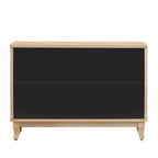 Credenza con ante in vetro, mobile buffet a 3 ante a specchio