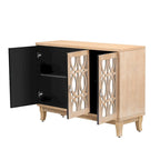 Credenza con ante in vetro, mobile buffet a 3 ante a specchio