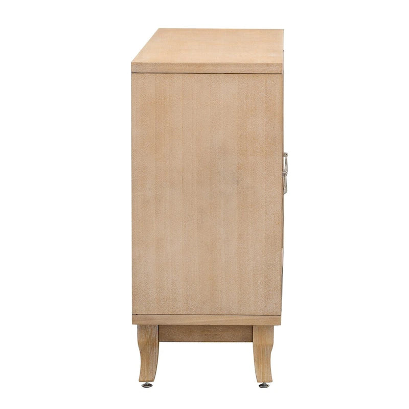 Credenza con ante in vetro, mobile buffet a 3 ante a specchio