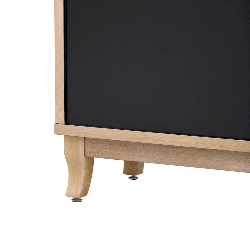 Credenza con ante in vetro, mobile buffet a 3 ante a specchio