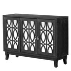 Credenza con ante in vetro, mobile buffet a 3 ante a specchio