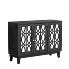Credenza con ante in vetro, mobile buffet a 3 ante a specchio