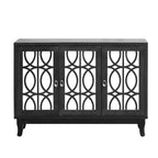 Credenza con ante in vetro, mobile buffet a 3 ante a specchio