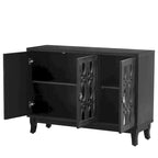 Credenza con ante in vetro, mobile buffet a 3 ante a specchio