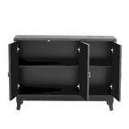 Credenza con ante in vetro, mobile buffet a 3 ante a specchio