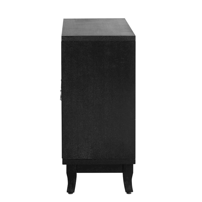Credenza con ante in vetro, mobile buffet a 3 ante a specchio