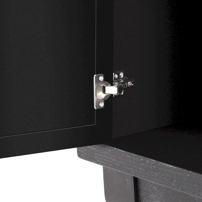 Credenza con ante in vetro, mobile buffet a 3 ante a specchio