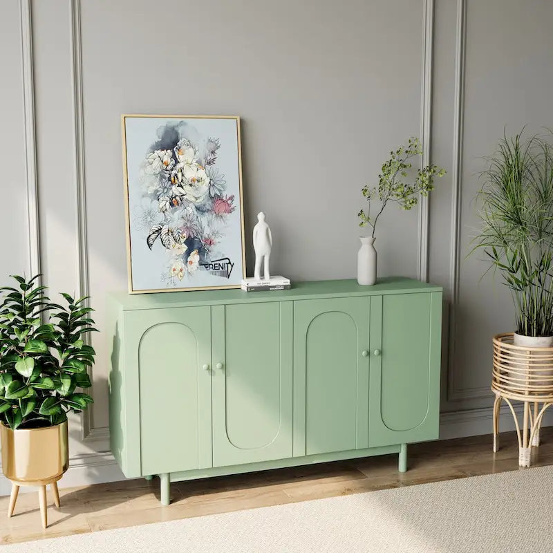 Mobile contenitore a 4 ante Intaglio con gambe in pino