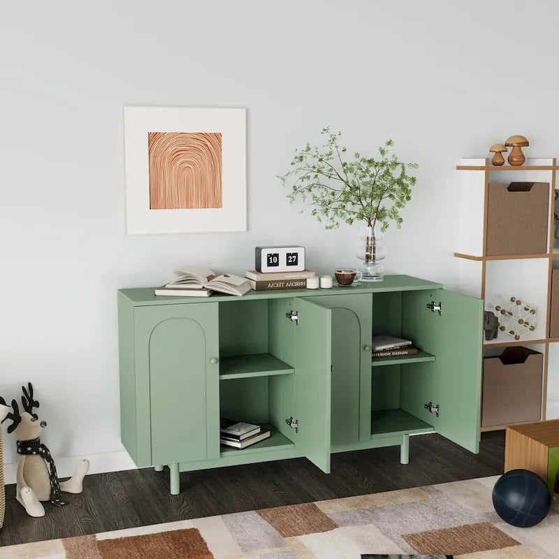 Mobile contenitore a 4 ante Intaglio con gambe in pino