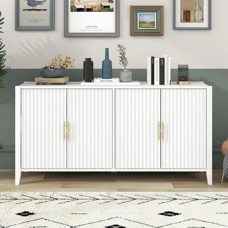 Mobile contenitore Accent, madia, armadietto in legno con maniglie in metallo