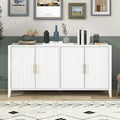Mobile contenitore Accent, madia, armadietto in legno con maniglie in metallo