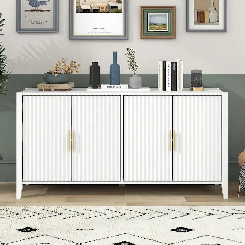 Mobile contenitore Accent, madia, armadietto in legno con maniglie in metallo