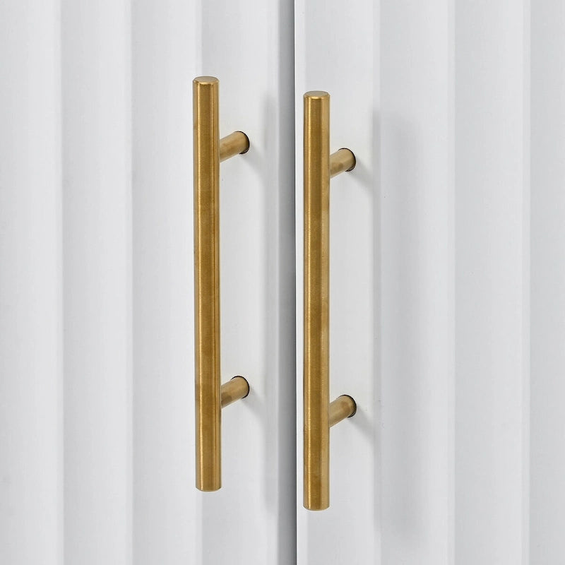 Mobile contenitore Accent, madia, armadietto in legno con maniglie in metallo