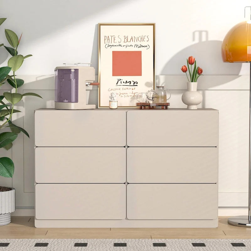 Cassettiera, mobile bar, credenza, mobile contenitore, angoli dei cassetti piatti, sei cassetti