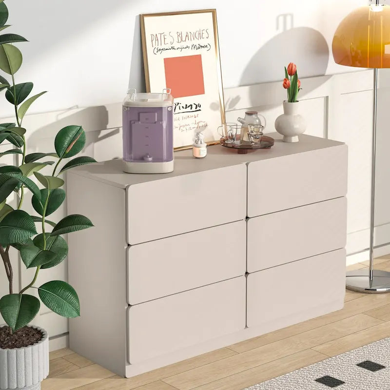 Cassettiera, mobile bar, credenza, mobile contenitore, angoli dei cassetti piatti, sei cassetti