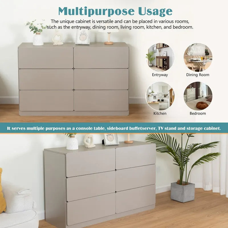 Cassettiera, mobile bar, credenza, mobile contenitore, angoli dei cassetti piatti, sei cassetti