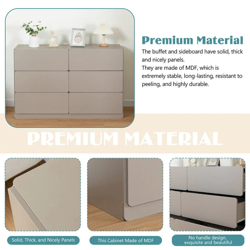 Cassettiera, mobile bar, credenza, mobile contenitore, angoli dei cassetti piatti, sei cassetti