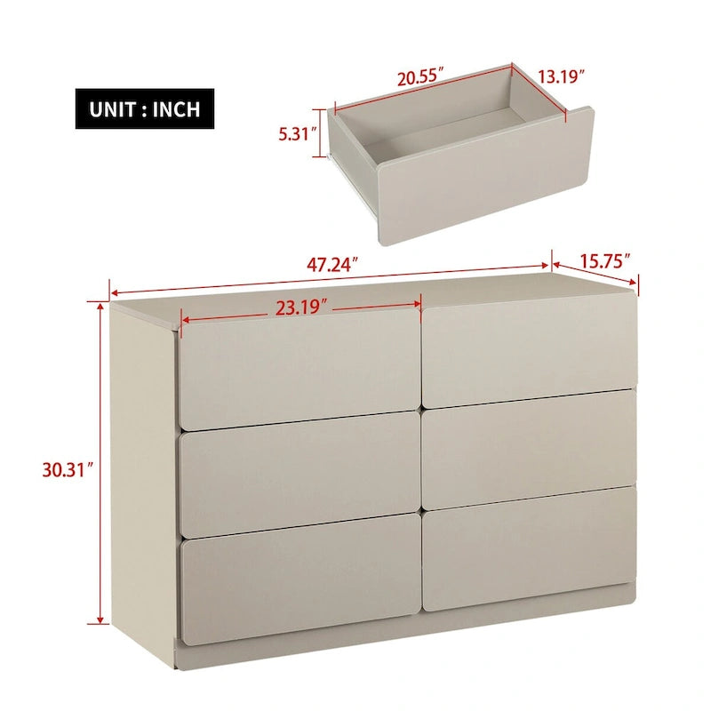 Cassettiera, mobile bar, credenza, mobile contenitore, angoli dei cassetti piatti, sei cassetti