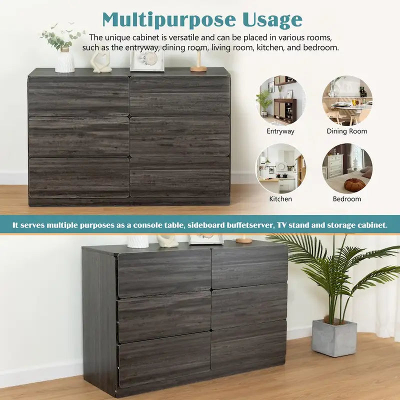 Cassettiera, mobile bar, credenza, mobile contenitore, angoli dei cassetti piatti, sei cassetti