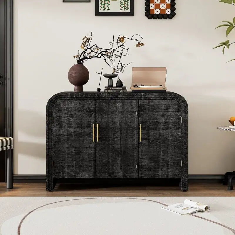 Credenza 47.2W con maniglie dorate e divisori regolabili - N/A