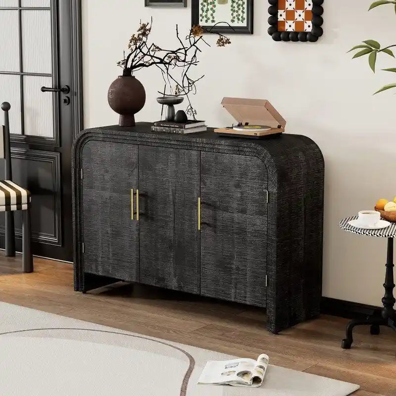 Credenza 47.2W con maniglie dorate e divisori regolabili - N/A