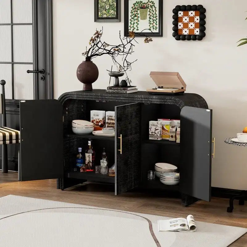 Credenza 47.2W con maniglie dorate e divisori regolabili - N/A