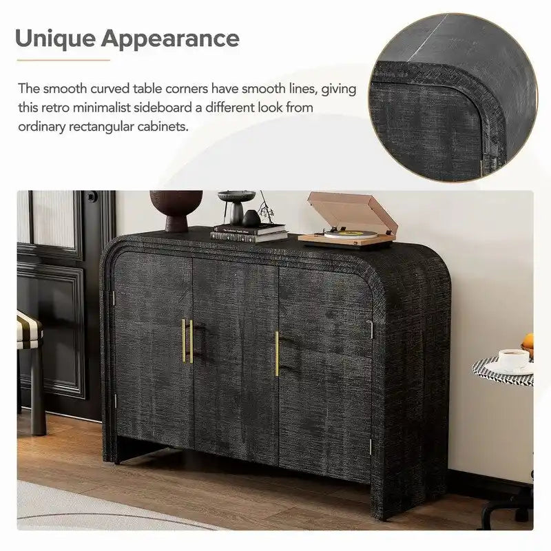 Credenza 47.2W con maniglie dorate e divisori regolabili - N/A