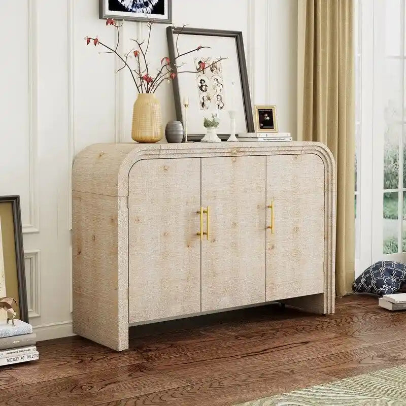 Credenza 47.2W con maniglie dorate e divisori regolabili - N/A