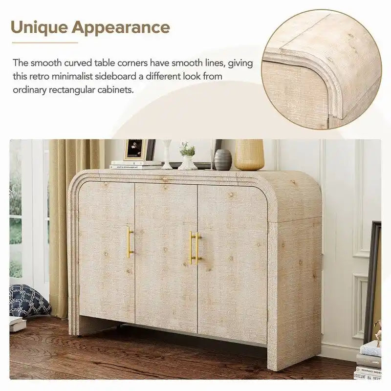 Credenza 47.2W con maniglie dorate e divisori regolabili - N/A
