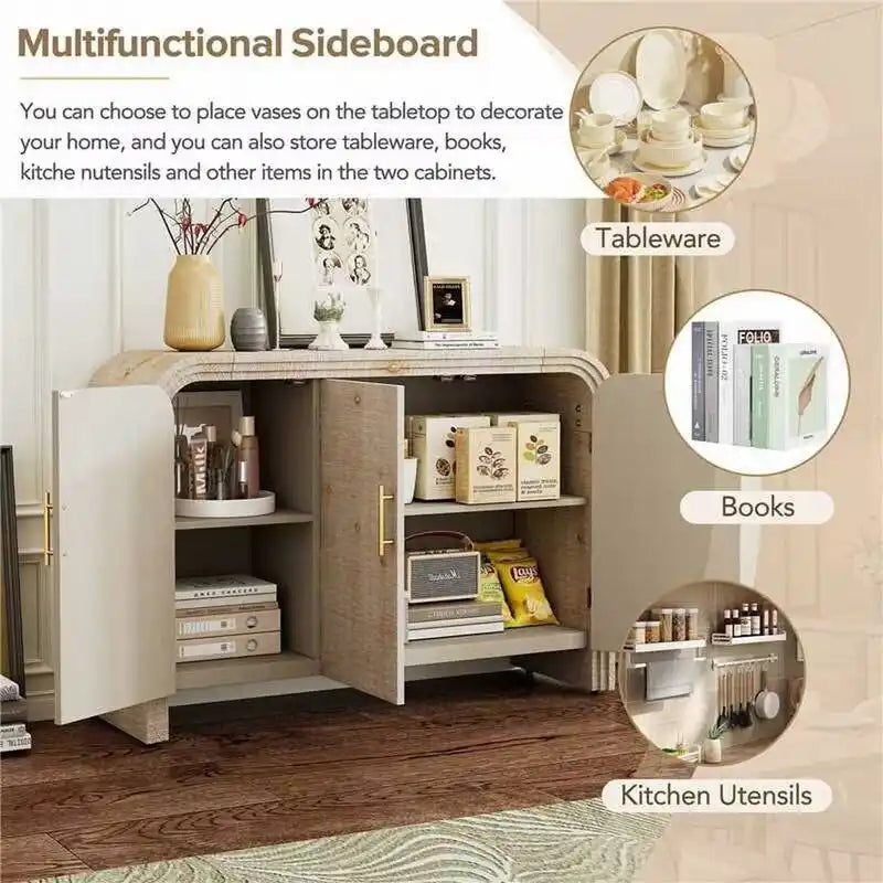 Credenza 47.2W con maniglie dorate e divisori regolabili - N/A