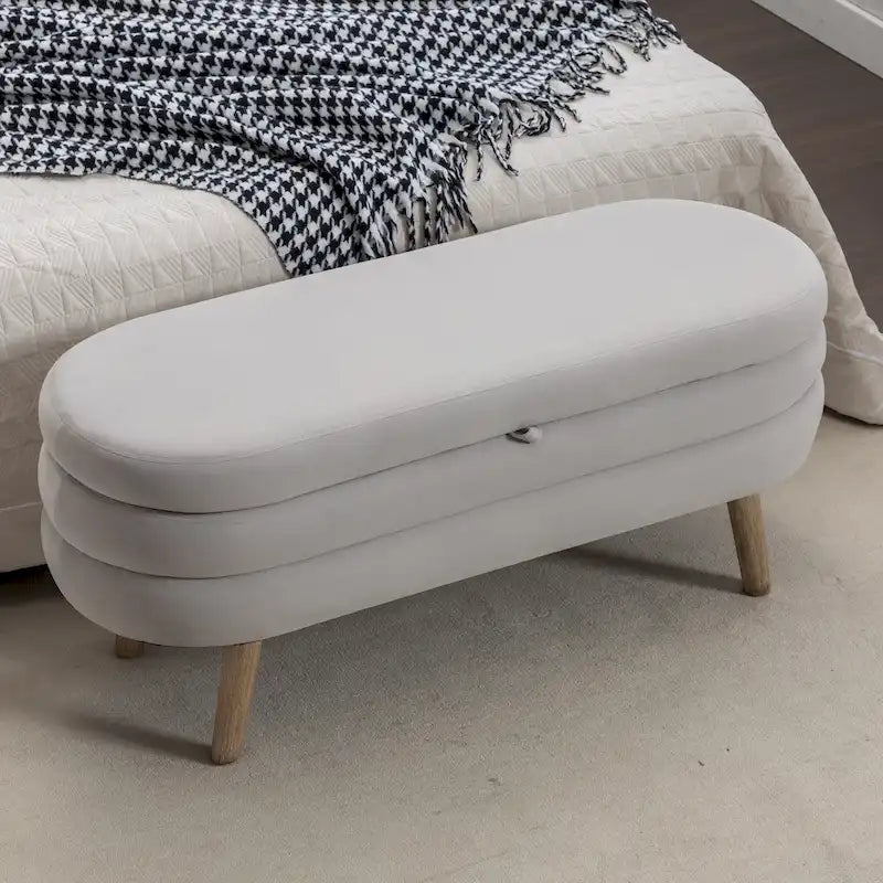 Panca contenitore per camera da letto con gambe in legno