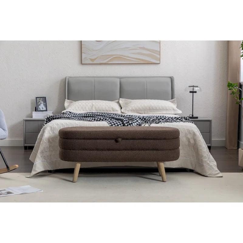 Panca contenitore per camera da letto con gambe in legno
