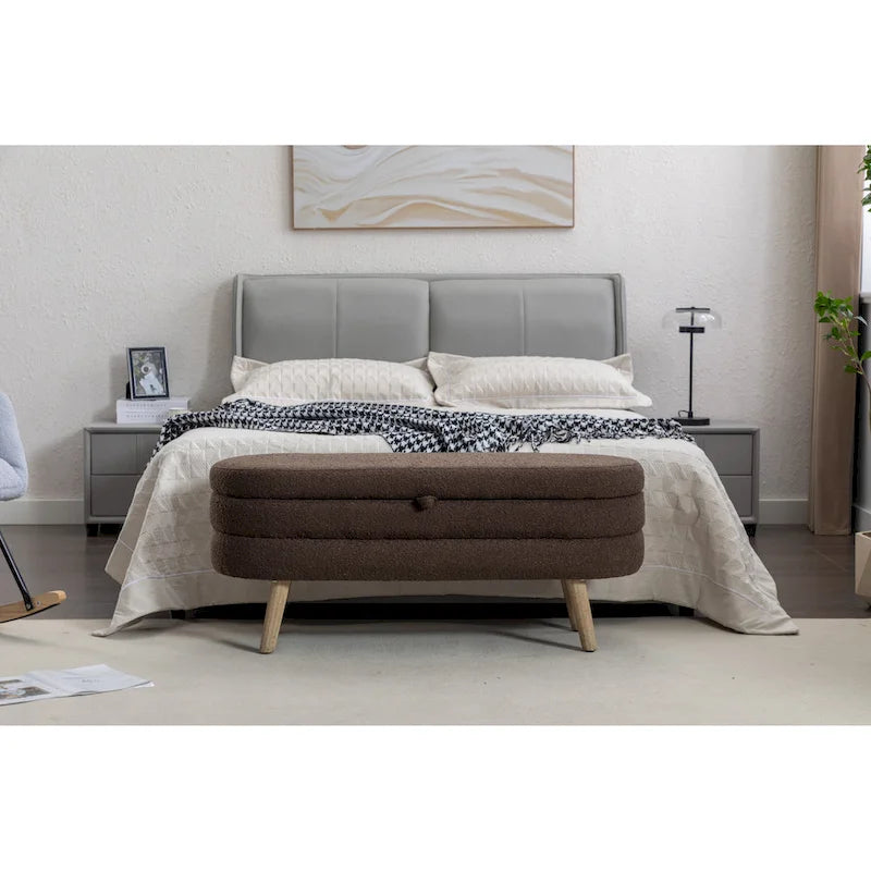 Panca contenitore per camera da letto con gambe in legno