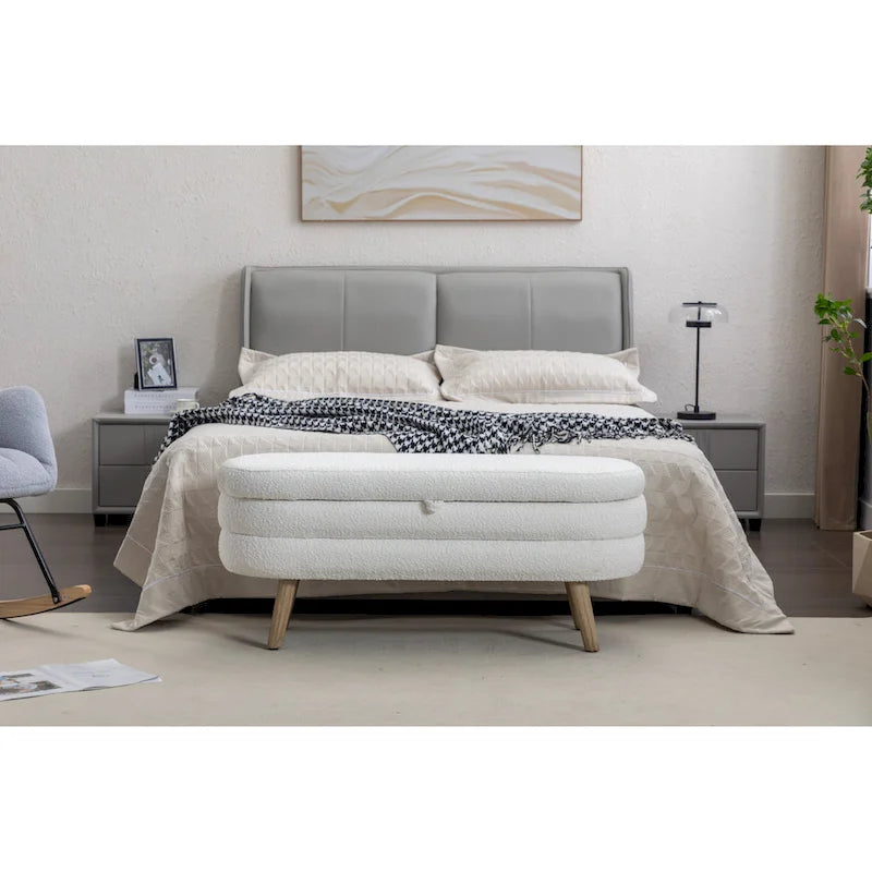 Panca contenitore per camera da letto con gambe in legno
