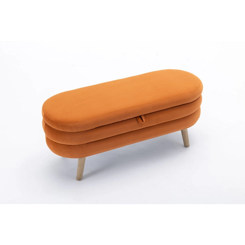 Panca contenitore per camera da letto con gambe in legno
