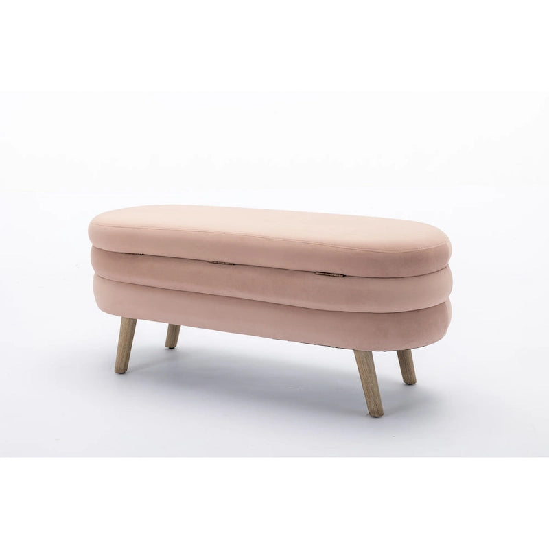 Panca contenitore per camera da letto con gambe in legno