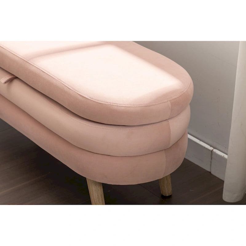 Panca contenitore per camera da letto con gambe in legno