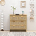 Cassettiera a 4 cassetti in rattan naturale con gambe in legno – 80 L x 40 P x 80 H cm