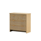 Cassettiera a 4 cassetti in rattan naturale con gambe in legno – 80 L x 40 P x 80 H cm