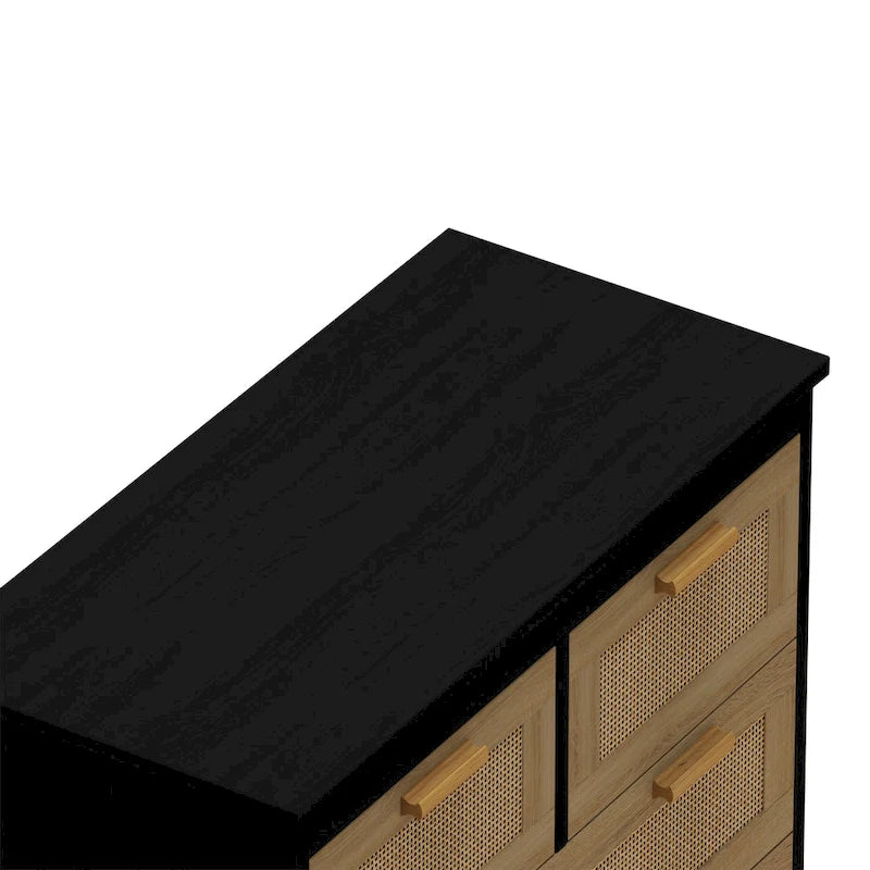 Cassettiera a 4 cassetti in rattan naturale con gambe in legno – 80 L x 40 P x 80 H cm
