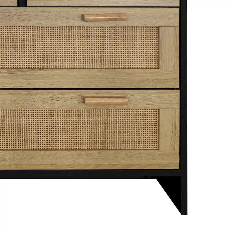 Cassettiera a 4 cassetti in rattan naturale con gambe in legno – 80 L x 40 P x 80 H cm