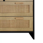 Cassettiera a 4 cassetti in rattan naturale con gambe in legno – 80 L x 40 P x 80 H cm