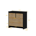 Cassettiera a 4 cassetti in rattan naturale con gambe in legno – 80 L x 40 P x 80 H cm