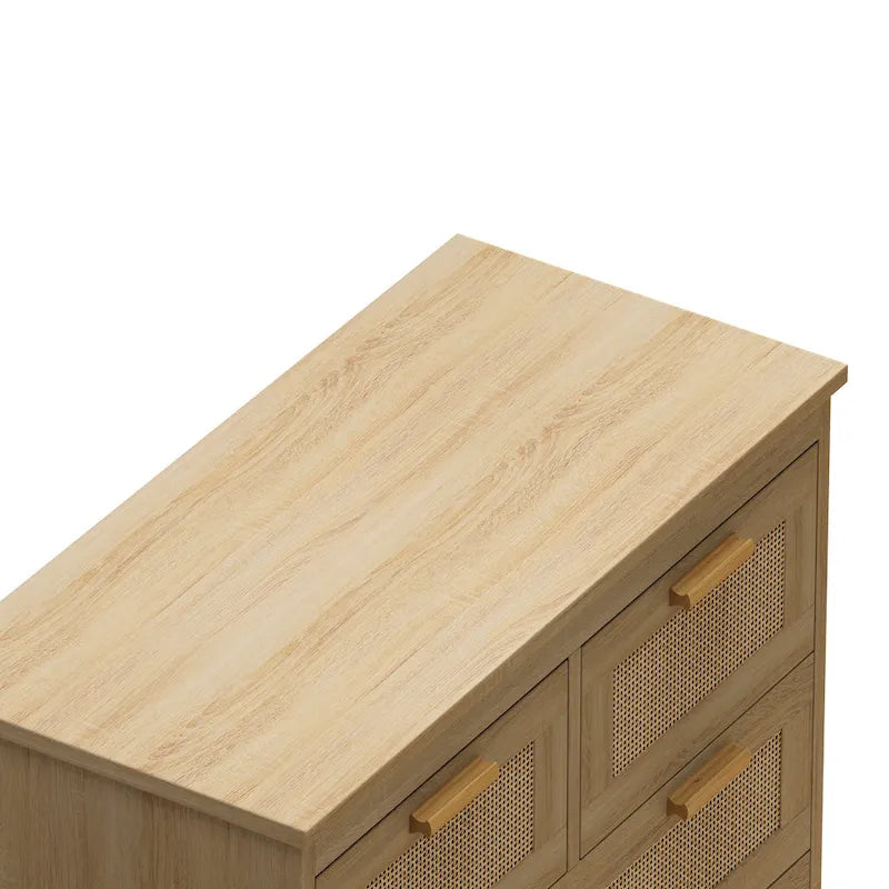 Cassettiera a 4 cassetti in rattan naturale con gambe in legno – 80 L x 40 P x 80 H cm