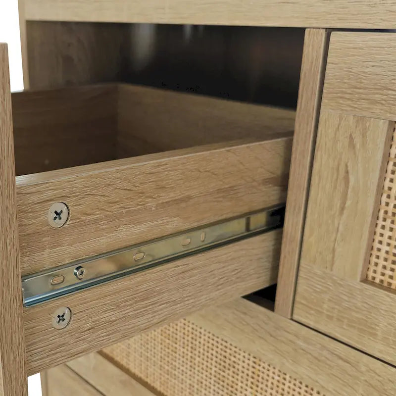 Cassettiera a 4 cassetti in rattan naturale con gambe in legno – 80 L x 40 P x 80 H cm
