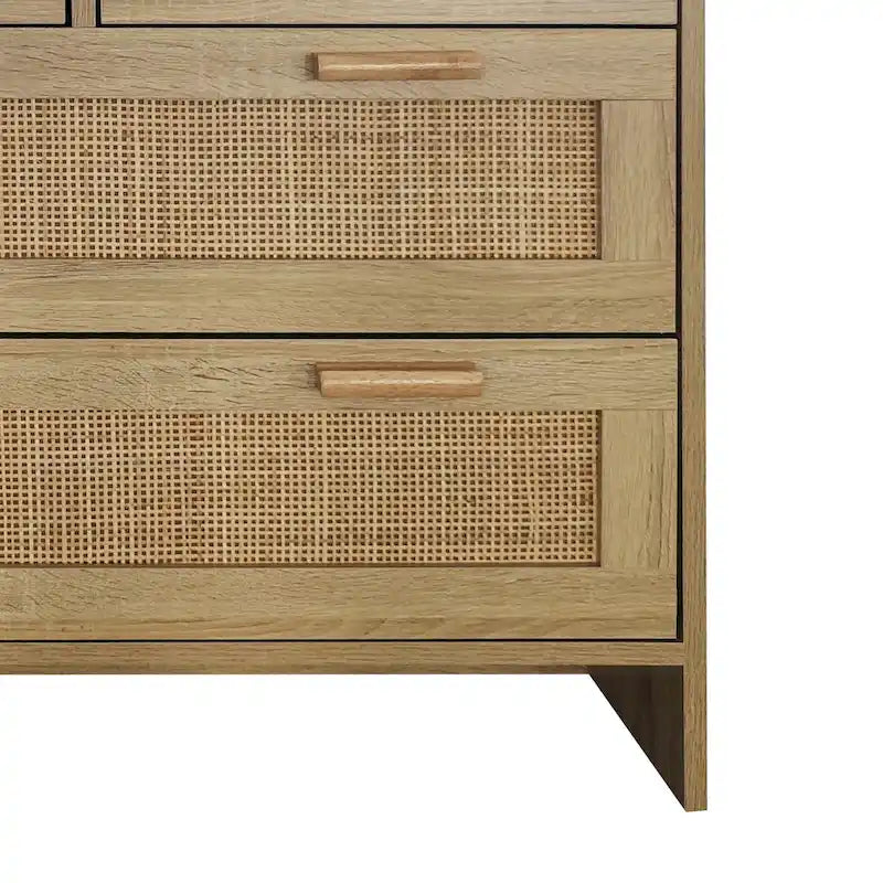 Cassettiera a 4 cassetti in rattan naturale con gambe in legno – 80 L x 40 P x 80 H cm