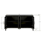 Credenza antica a quattro ante con traforo, stile Country americano