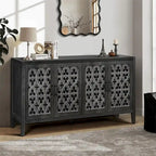 Credenza antica a quattro ante con traforo, stile Country americano