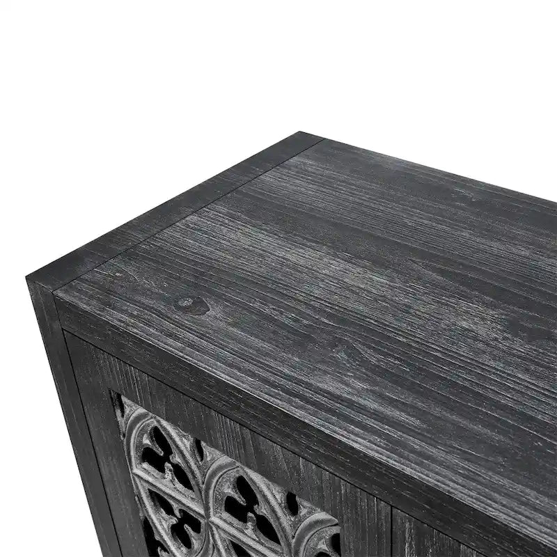 Credenza antica a quattro ante con traforo, stile Country americano